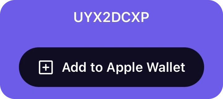 An Add to Apple Wallet button under a member’s pass code