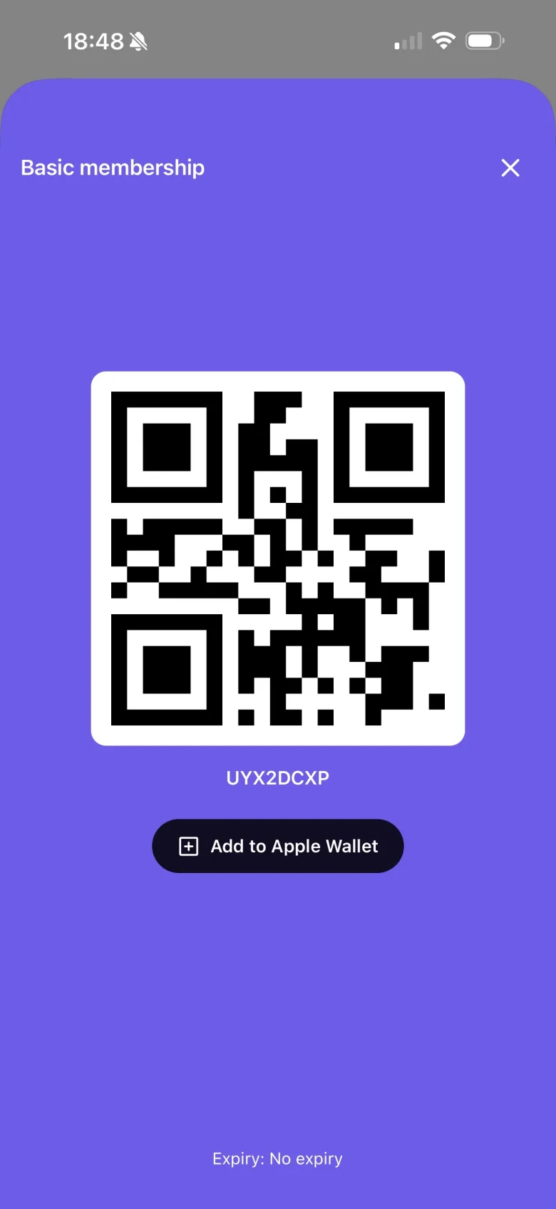 QR check-in in the Dyno member app