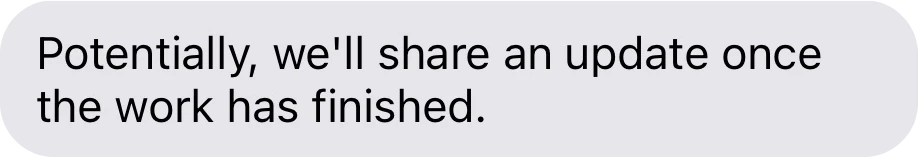 The club replying that it will share an update once the work has finished