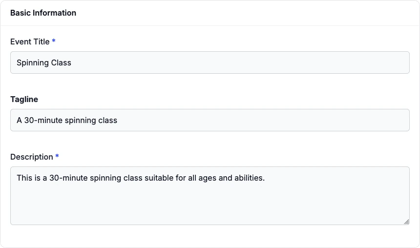 The title, tagline and description of a new spinning class on the Dyno dashboard