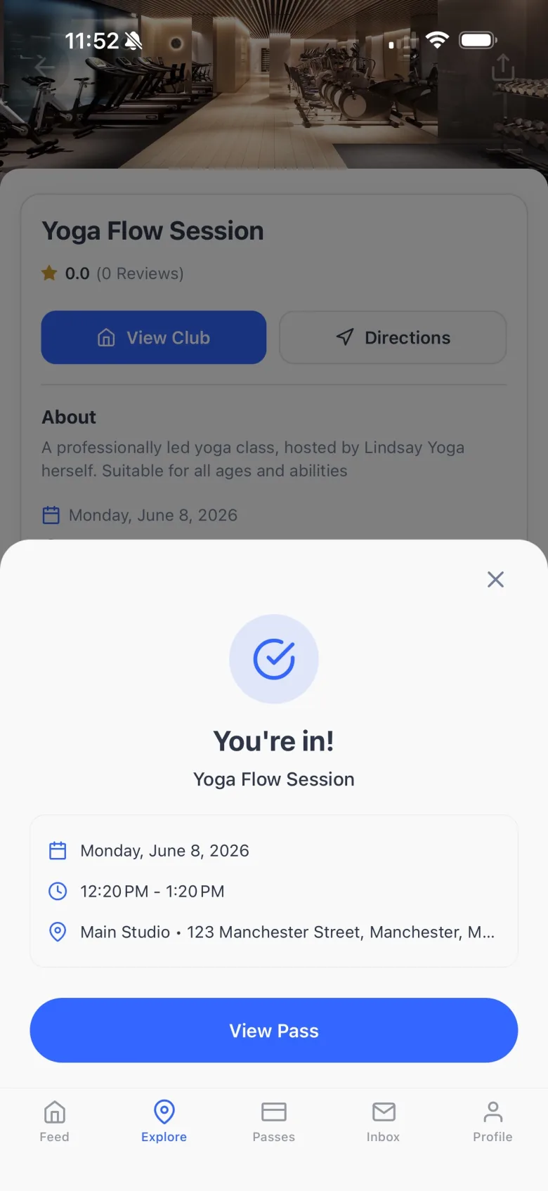 Browsing events in the Dyno member app