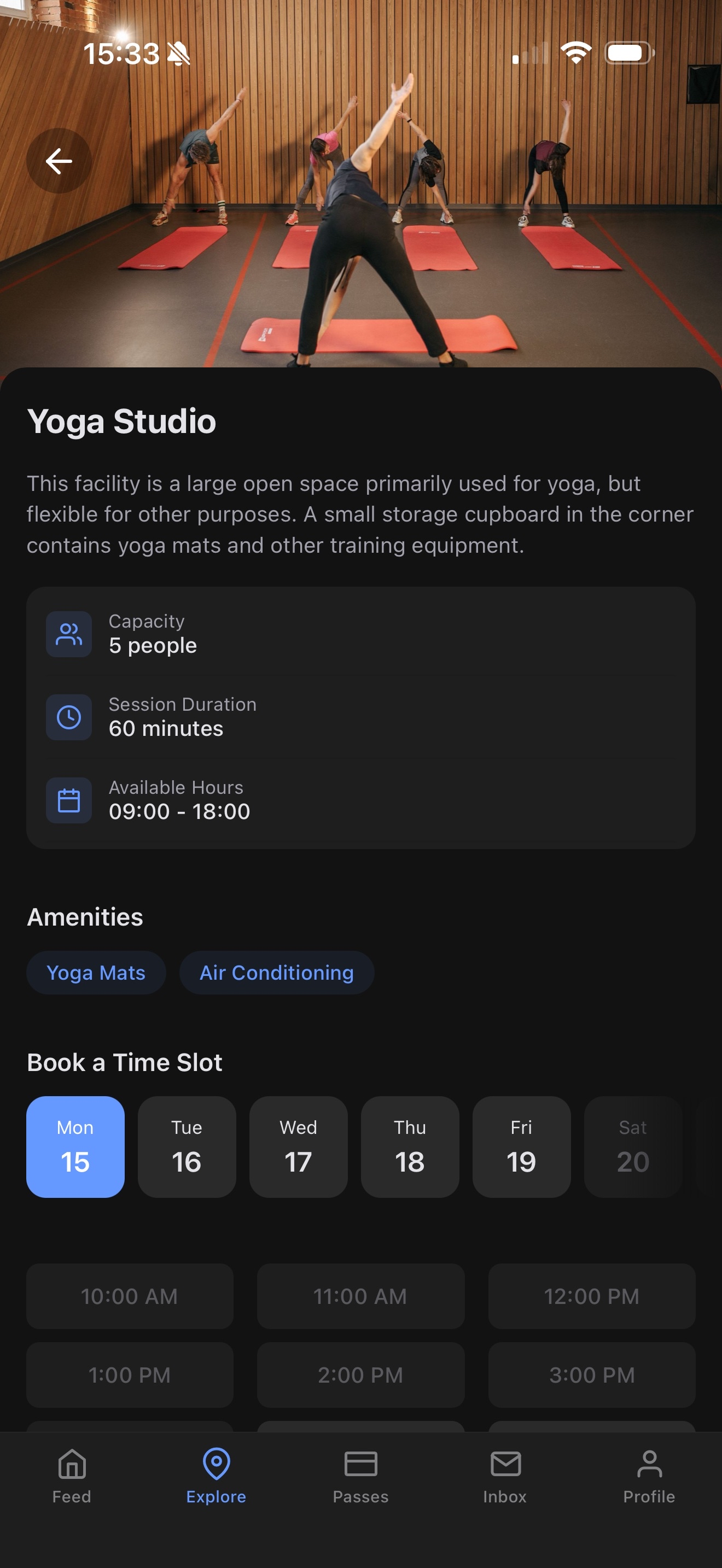 Reserving a bookable facility from the Dyno member app