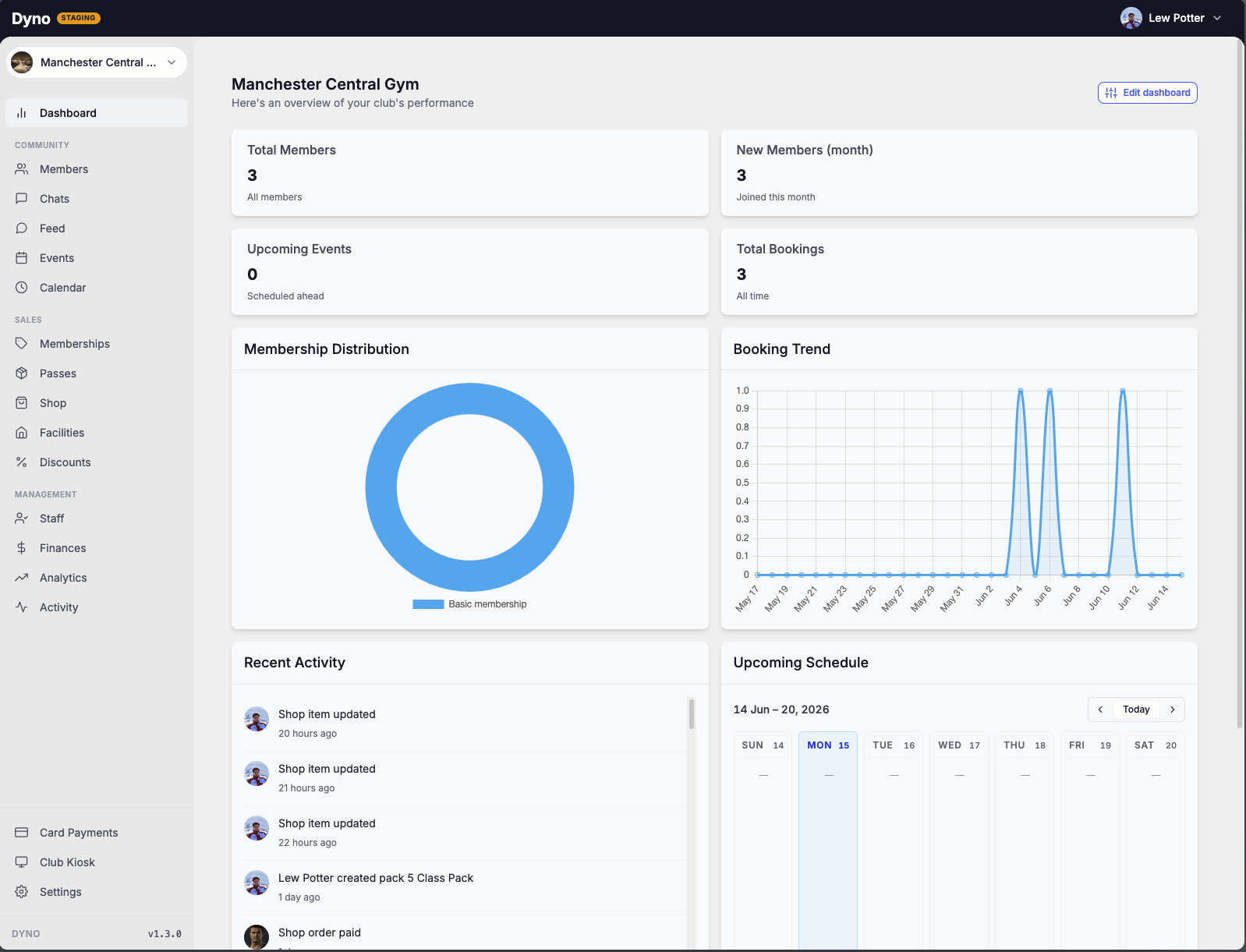 The Finances page on the Dyno dashboard, with revenue, payouts and recent transactions