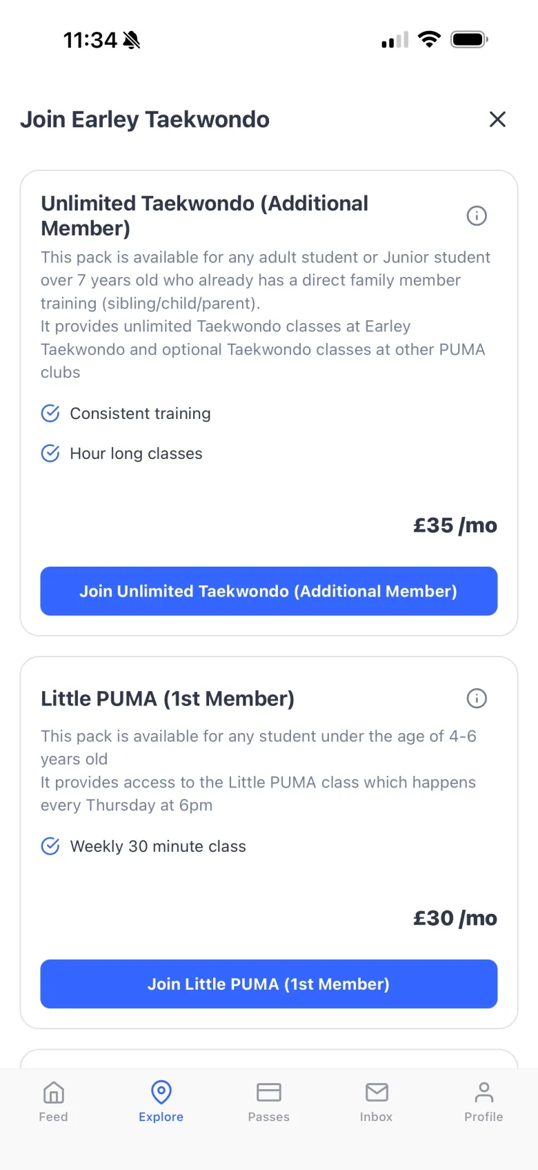 Setting up a membership and payment from the Dyno member app