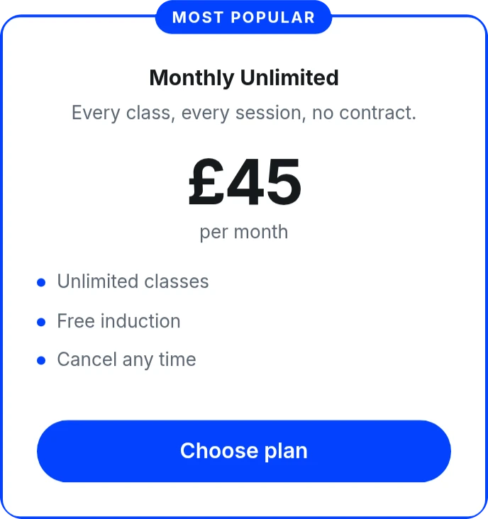 A Monthly Unlimited plan at £45 a month, marked Most popular, with a Choose plan button