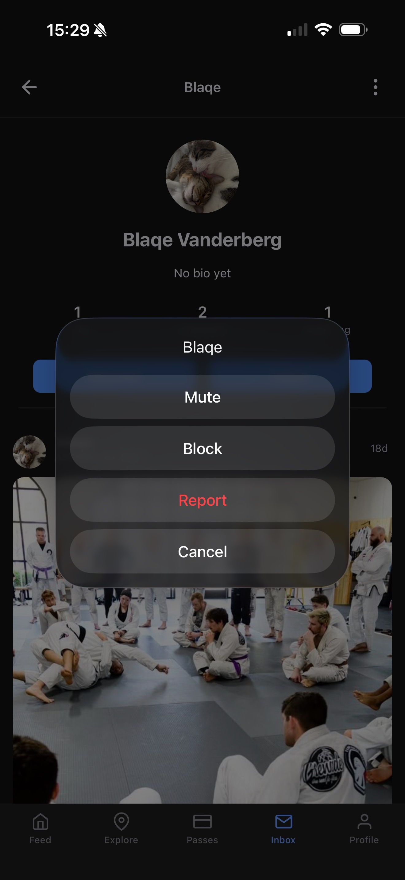 Blocking and reporting another member from the Dyno member app