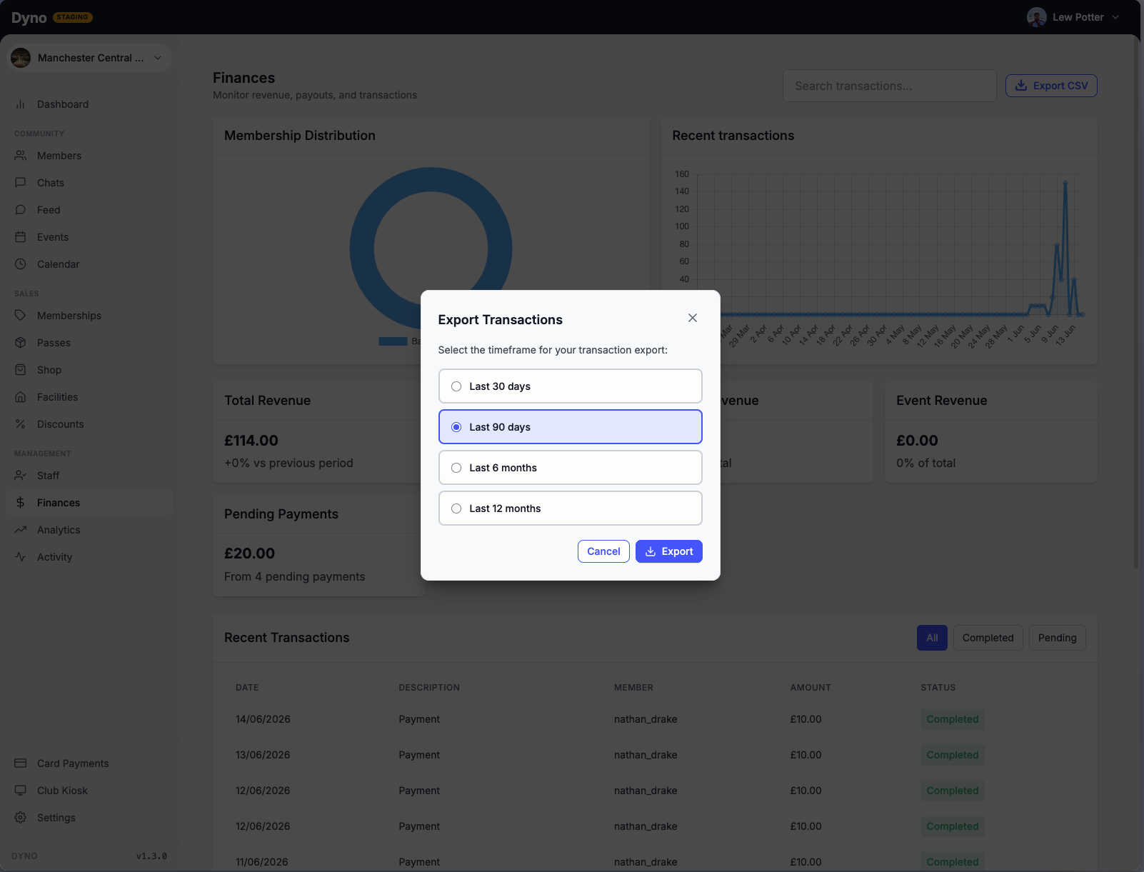 A waiver and its signature tracking on the Dyno dashboard