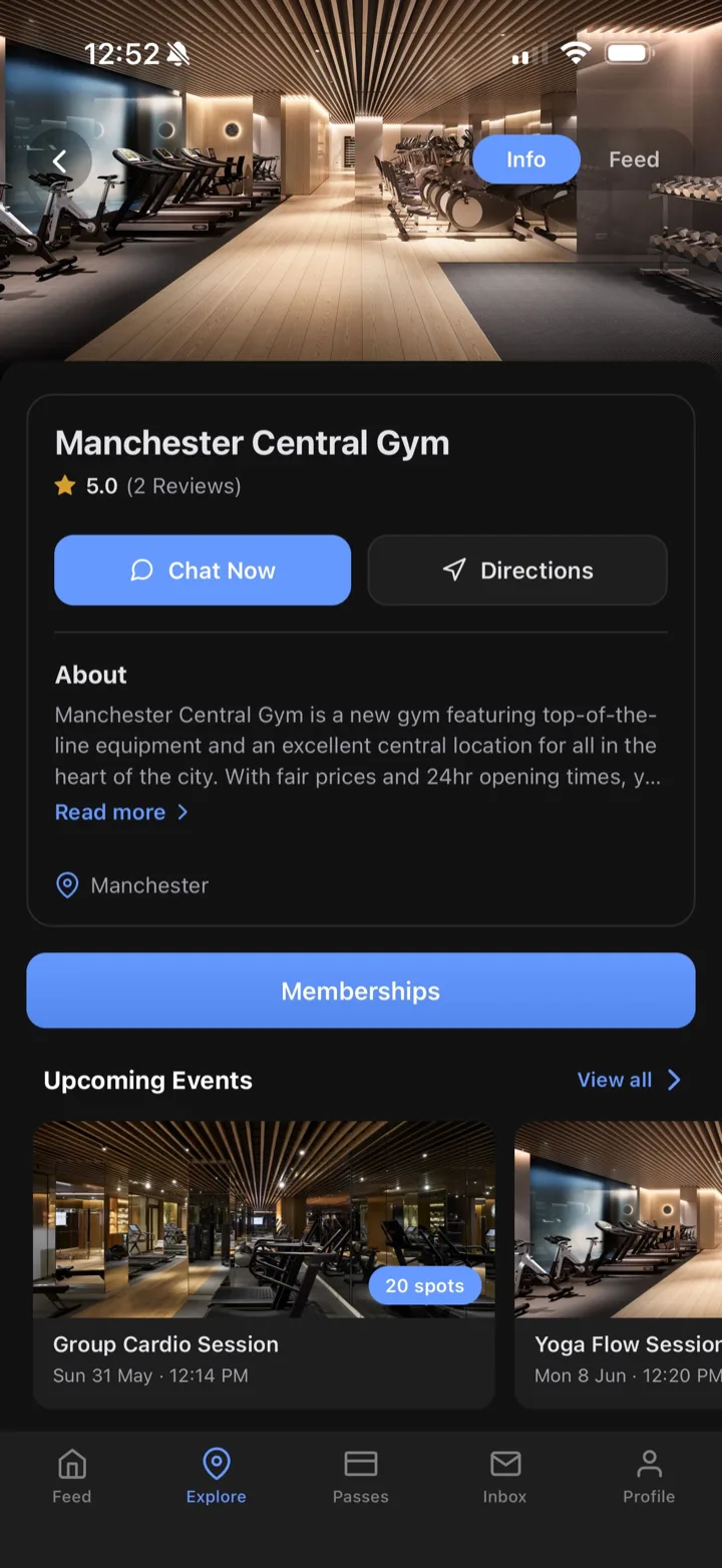 Dyno member app, club detail